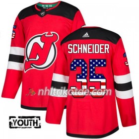 New Jersey Devils Trikot Cory Schneider 35 Adidas 2017-2018 Rot USA Flag Fashion Authentic - Kinder